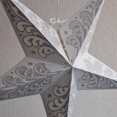 24" Silver Wave Glitter Paper Star Lantern, Hanging - AsianImportStore.com - B2B Wholesale Lighting and Decor