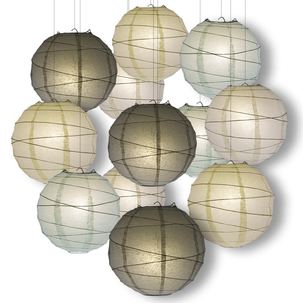 Wedding Party Pack Crisscross Ribbed Paper Lantern Combo Set (12 pc Set) - AsianImportStore.com - B2B Wholesale Lighting & Decor since 2002