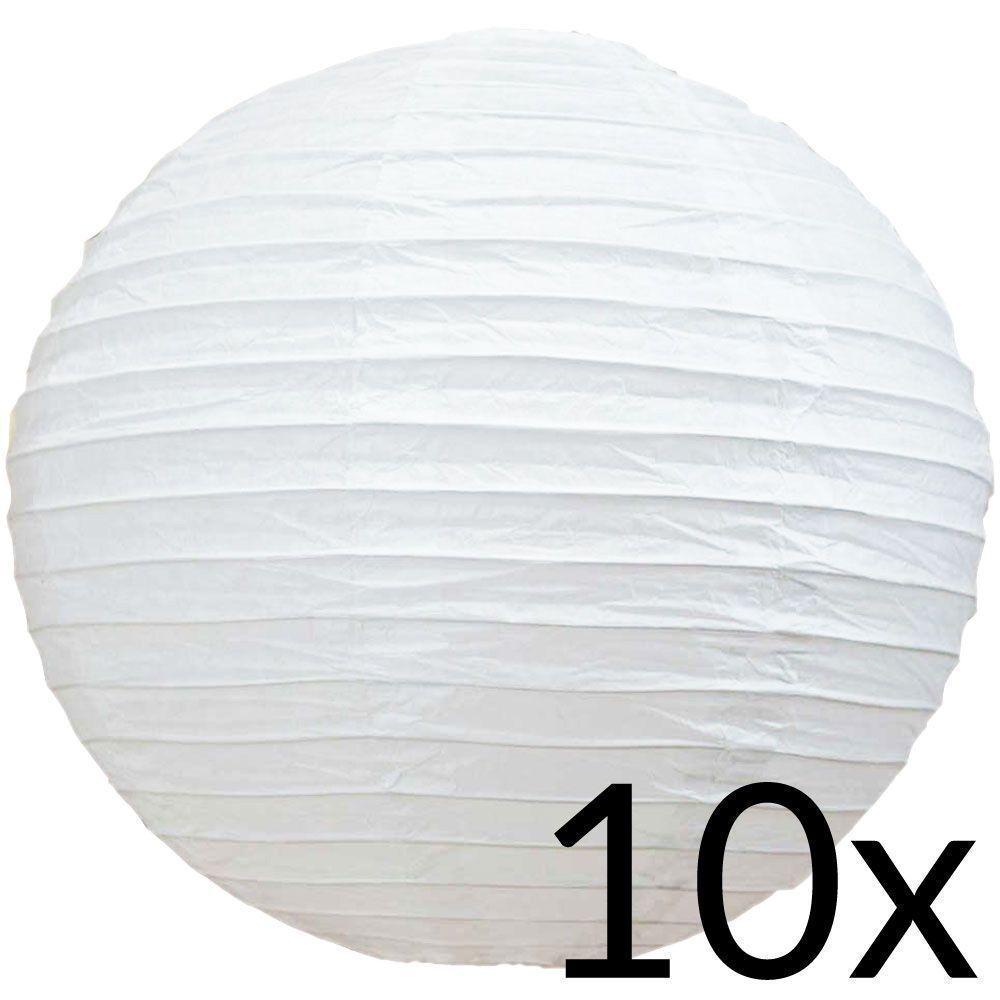 BULK PACK (10) 30" White Jumbo Round Paper Lanterns, Even Ribbing, Chinese Hanging Wedding & Party Decoration - AsianImportStore.com - B2B Wholesale Lighting and Decor