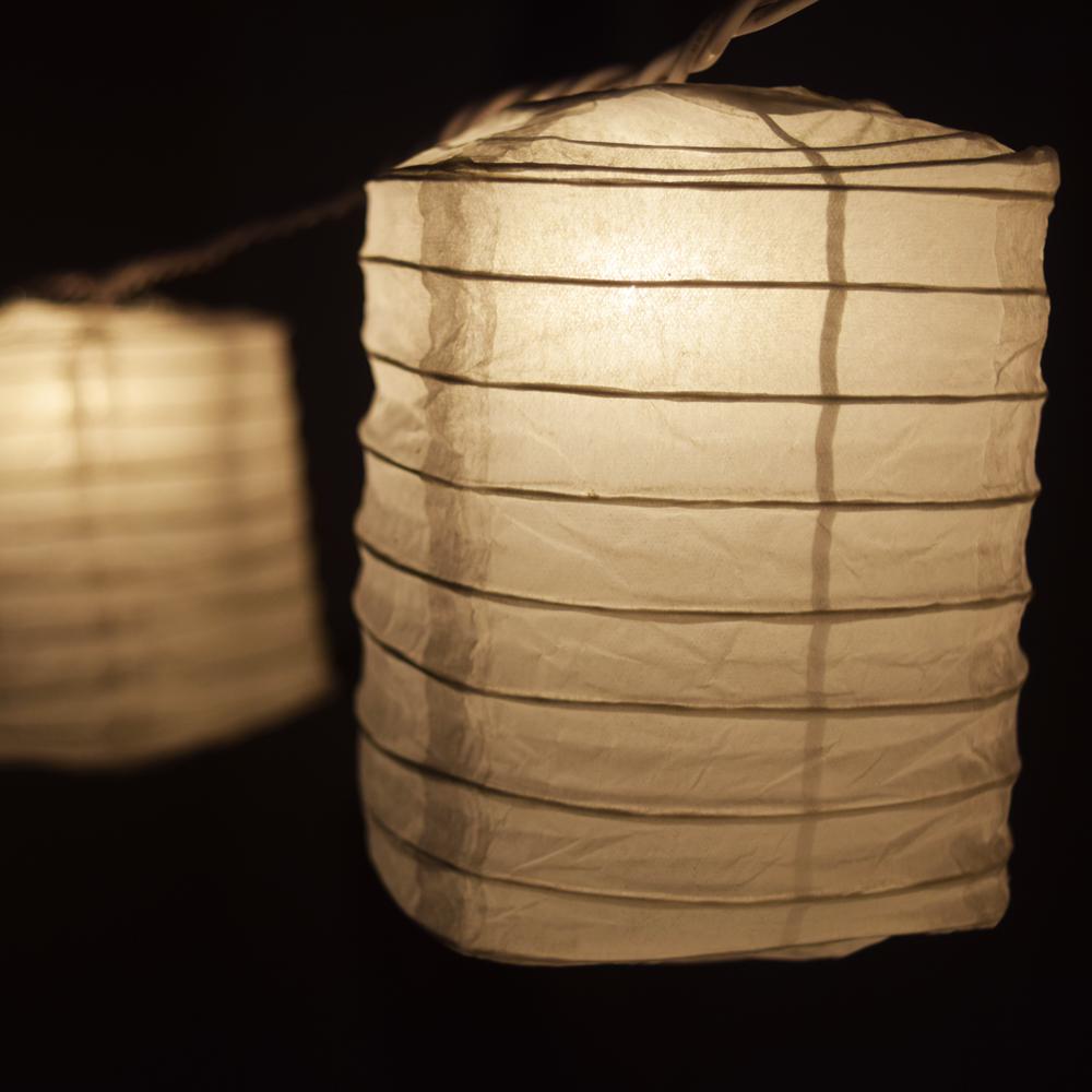 White Hako Box Shaped Paper Lantern String String Lights (8FT) (UL Listed) - AsianImportStore.com - B2B Wholesale Lighting & Decor since 2002