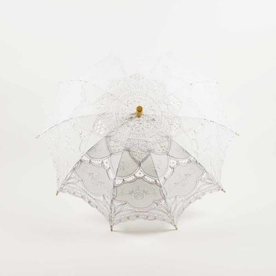 30" White Lace Cotton Fabric Parasol Umbrella w/ Metal Frame - AsianImportStore.com - B2B Wholesale Lighting and Decor