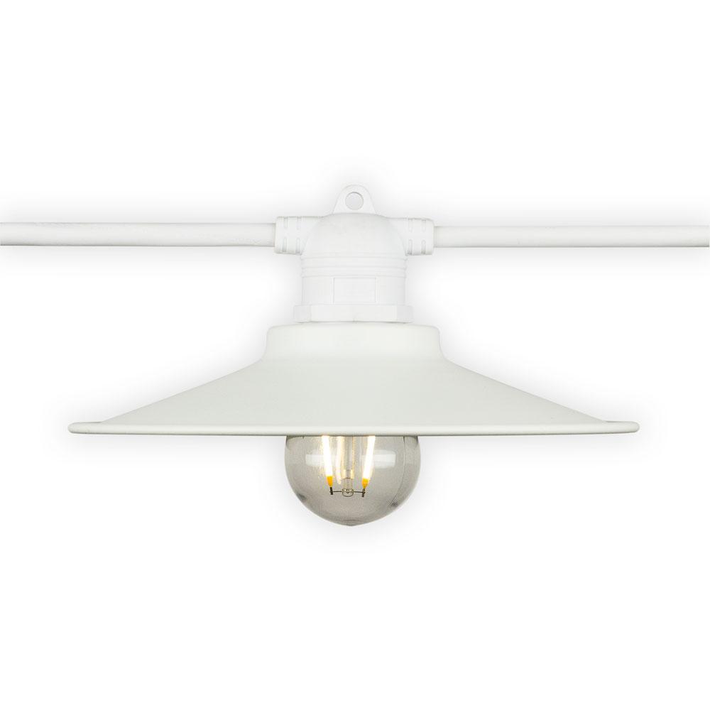 Classic Metal Patio Light Bulb Shade Cover for Outdoor Commercial String Lights, E26, White - AsianImportStore.com - B2B Wholesale Lighting and Decor