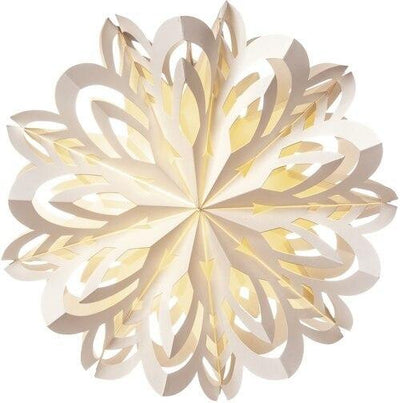 3-PACK + Cord | White Luce 16" Pizzelle Designer Illuminated Paper Star Lanterns and Lamp Cord Hanging Decorations - AsianImportStore.com - B2B Wholesale Lighting and Decor