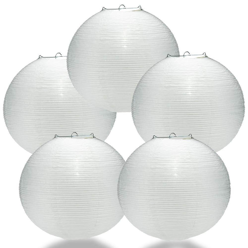 5 PACK | 12" White Fine Line Premium Even Ribbing Paper Lantern, Extra Sturdy - AsianImportStore.com - B2B Wholesale Lighting and Decor