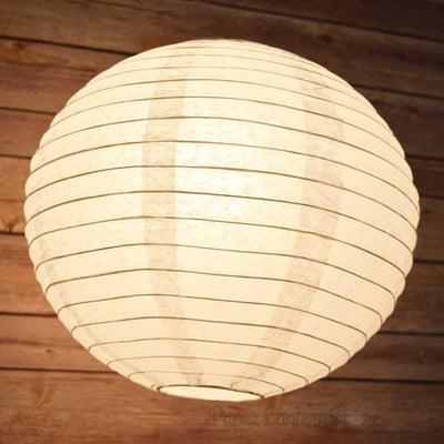 16" White Round Paper Lantern, Even Ribbing, Chinese Hanging Wedding & Party Decoration - AsianImportStore.com - B2B Wholesale Lighting & Décor since 2002.