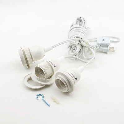 BULK PACK (6) Triple Socket Pendant Light Cord Kits for Lanterns (19FT, Switch, White) - AsianImportStore.com - B2B Wholesale Lighting and Decor