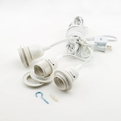Triple Socket White Pendant Light Lamp Cord for Lanterns, Switch, 19 FT - AsianImportStore.com - B2B Wholesale Lighting & Décor since 2002.