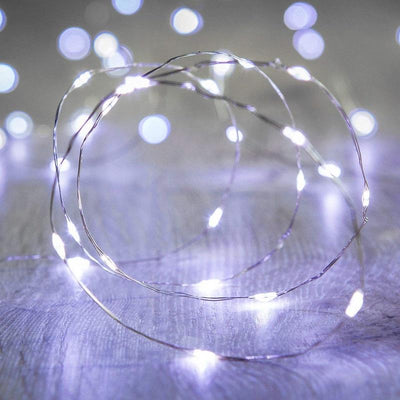7.5 FT|20 LED Battery Operated Cool White Fairy String Lights With Silver Wire - AsianImportStore.com - B2B Wholesale Lighting and Decor