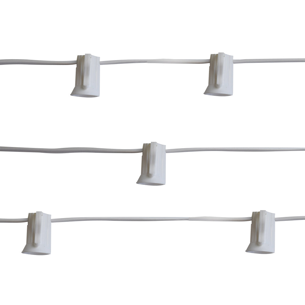 (Cord Only) 12 FT | 10 Socket Outdoor Patio String Light White Cord w/ E12 C7 Base - AsianImportStore.com - B2B Wholesale Lighting and Decor