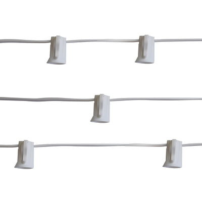 (Cord Only) 100 Socket Outdoor Patio DIY String Light, 102 FT White w/ E12 Base, Expandable End-to-End