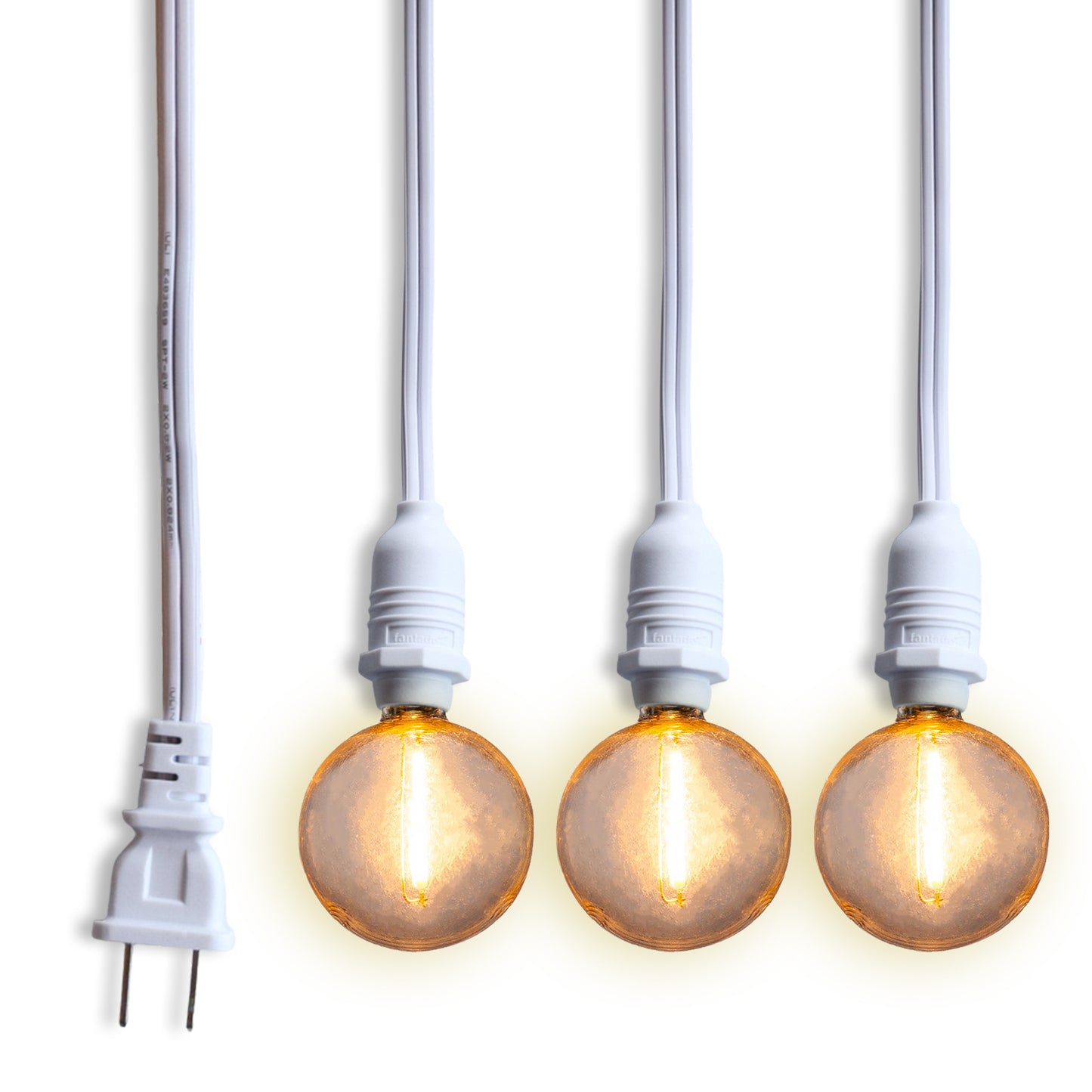 Star Lantern Triple Socket White Weatherproof Outdoor Pendant Light Lamp Cord, E12, 19 Ft - Electrical Swag Light Kit