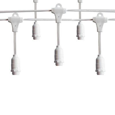 BLOWOUT 25 Socket Suspended Outdoor Commercial String Light Set, Globe Bulbs, 29 FT White Cord w/ E12 C7 Base, Weatherproof