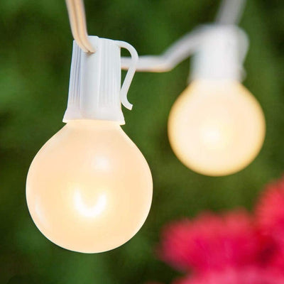 (Cord Only) 50 Socket Outdoor Patio DIY String Light, 51 FT White w/ E12 Base, Expandable End-to-End - AsianImportStore.com - B2B Wholesale Lighting and Decor