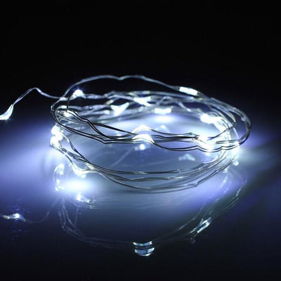 7.5 FT|20 LED Battery Operated Cool White Fairy String Lights With Silver Wire - AsianImportStore.com - B2B Wholesale Lighting and Decor
