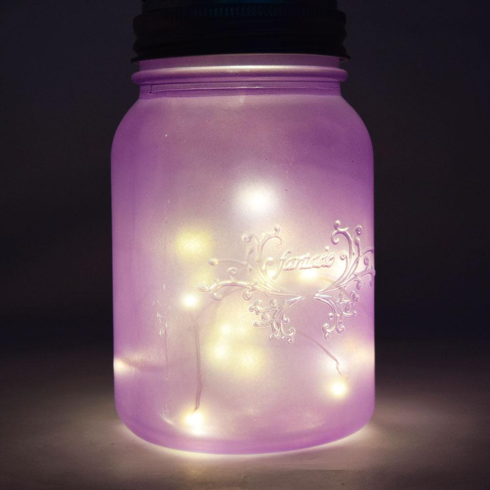 Fantado Wide Mouth Frosted Lavender Mason Jar Luminaria Light w/ Hanging Warm White Fairy LED Kit - AsianImportStore.com - B2B Wholesale Lighting and Decor