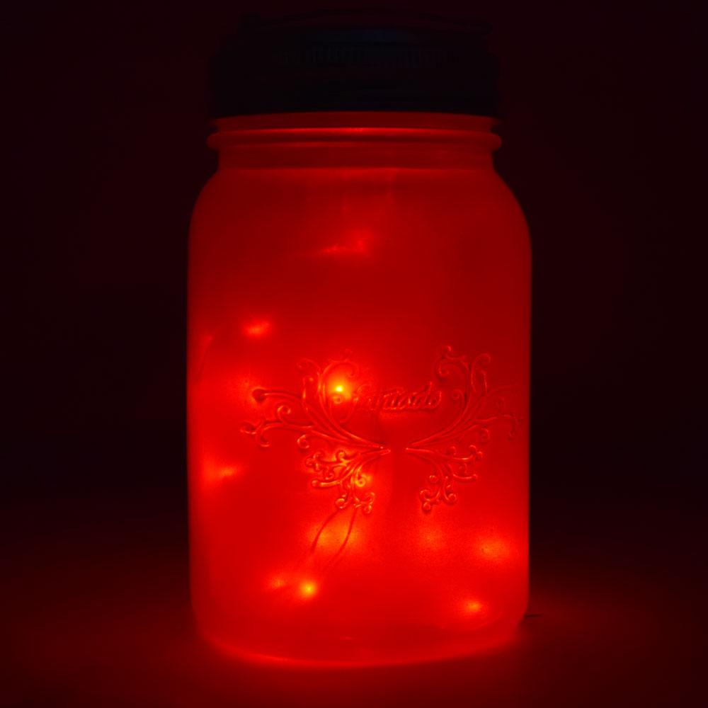 Fantado Wide Mouth Frosted Pearl White Mason Jar Luminaria Light w/ Hanging Red Fairy LED Kit - AsianImportStore.com - B2B Wholesale Lighting and Decor