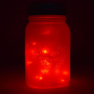 Fantado Wide Mouth Frosted Pearl White Mason Jar Luminaria Light w/ Hanging Red Fairy LED Kit - AsianImportStore.com - B2B Wholesale Lighting and Decor