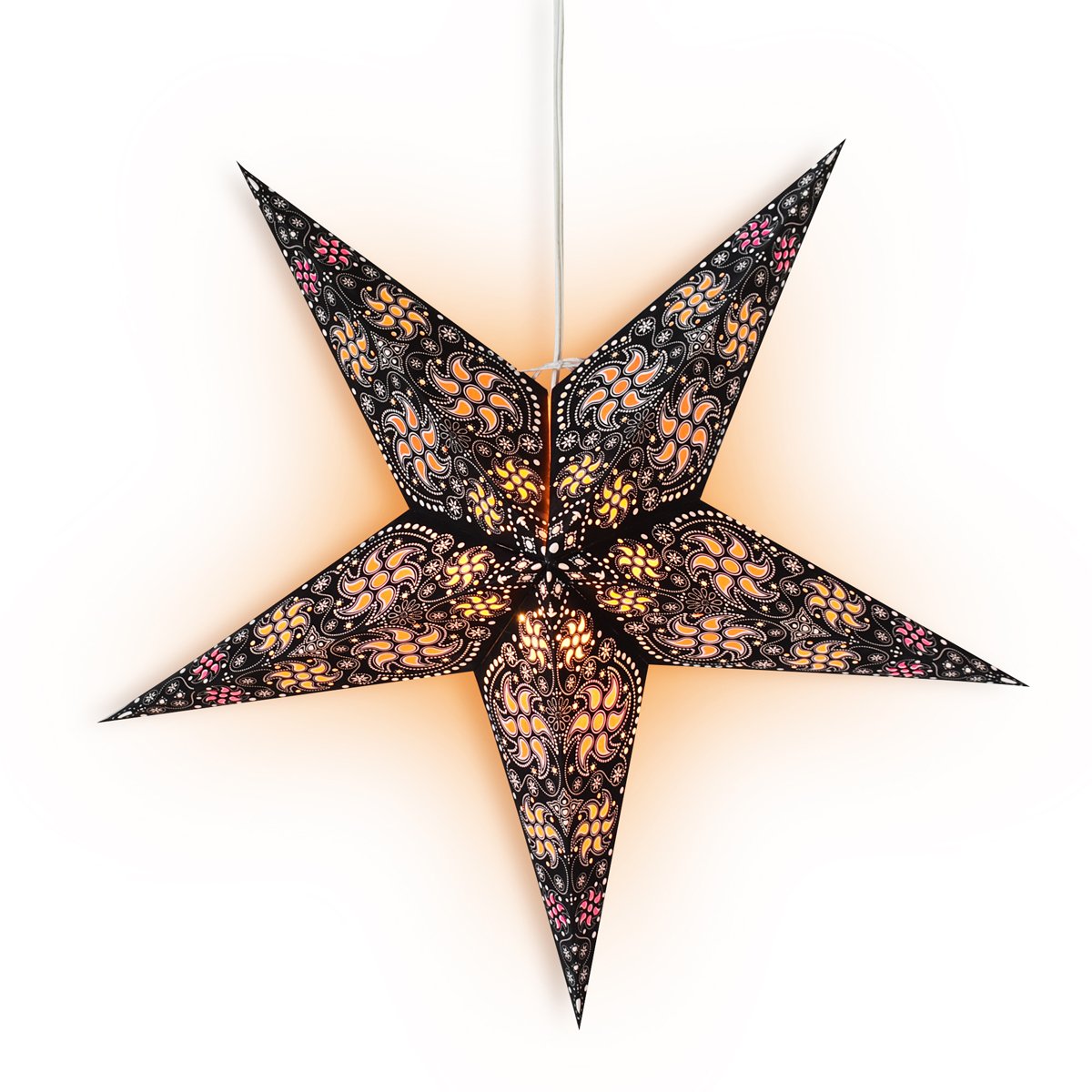 24" Black Multi-Color Winds Paper Star Lantern, Hanging Wedding & Party Decoration - AsianImportStore.com - B2B Wholesale Lighting and Decor