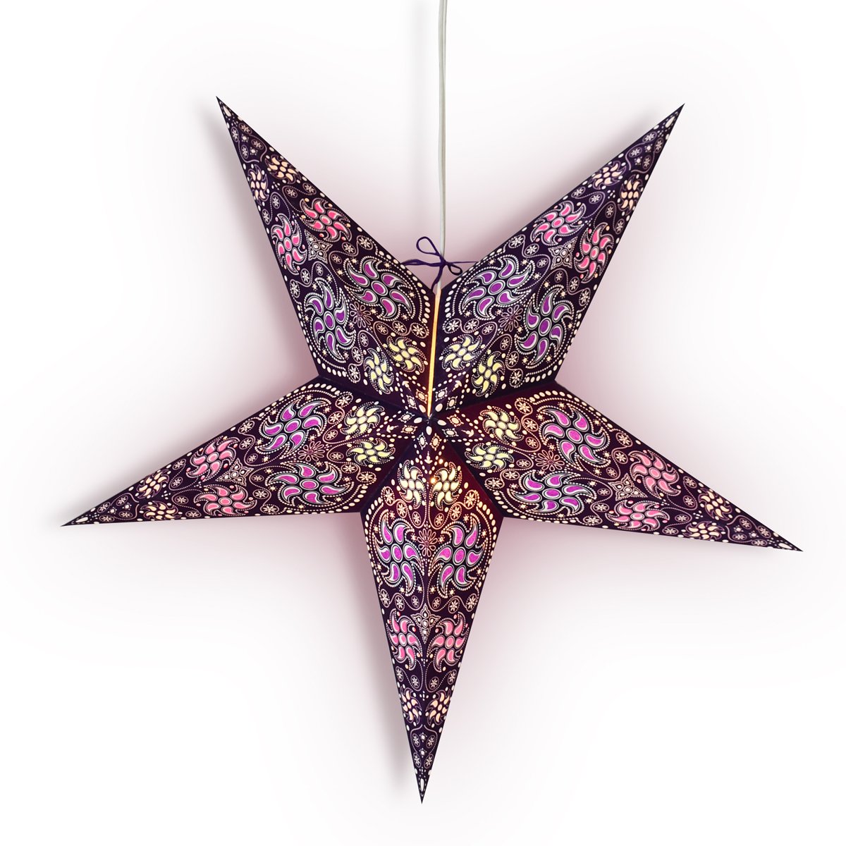 3-PACK + Cord | 24" Purple Winds Paper Star Lantern and Lamp Cord Hanging Decoration - AsianImportStore.com - B2B Wholesale Lighting and Decor