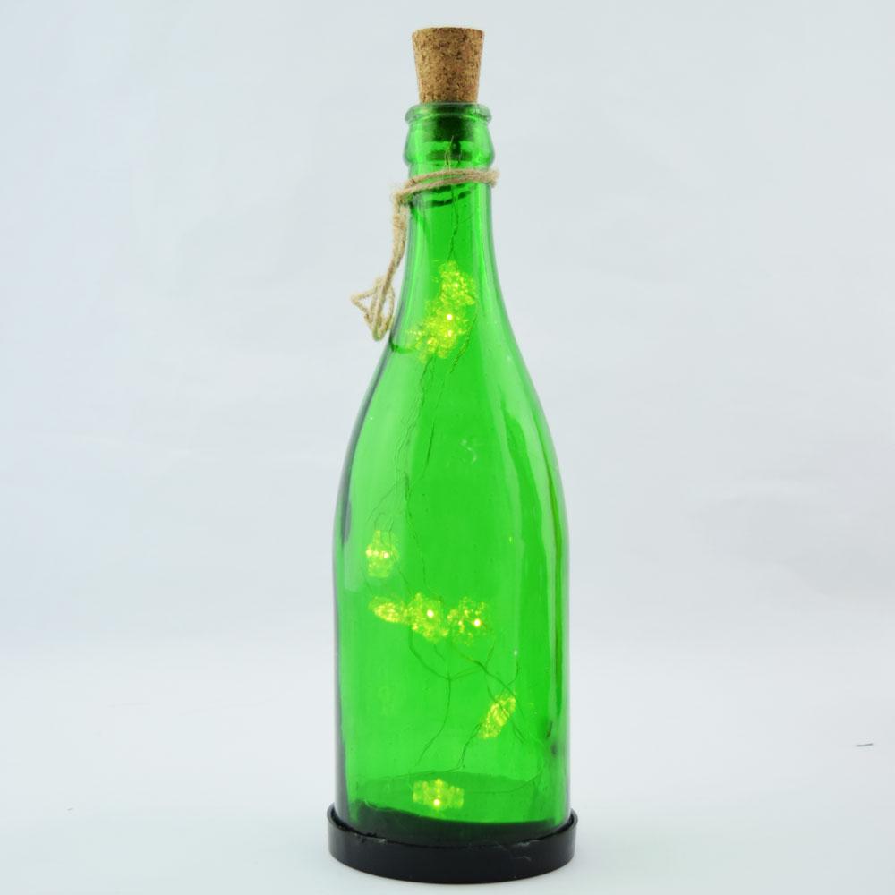 12" Green Snowflake LED Wine Bottle Fairy Light Glass Christmas Holiday Decoration, Battery Operated - AsianImportStore.com - B2B Wholesale Lighting and Decor