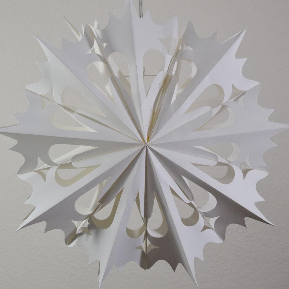 Quasimoon Pizzelle Paper Star Lantern (20-Inch, White, Winter Angel Snowflake Design) - Great With or Without Lights - Holiday Snowflake Decorations - AsianImportStore.com - B2B Wholesale Lighting and Decor