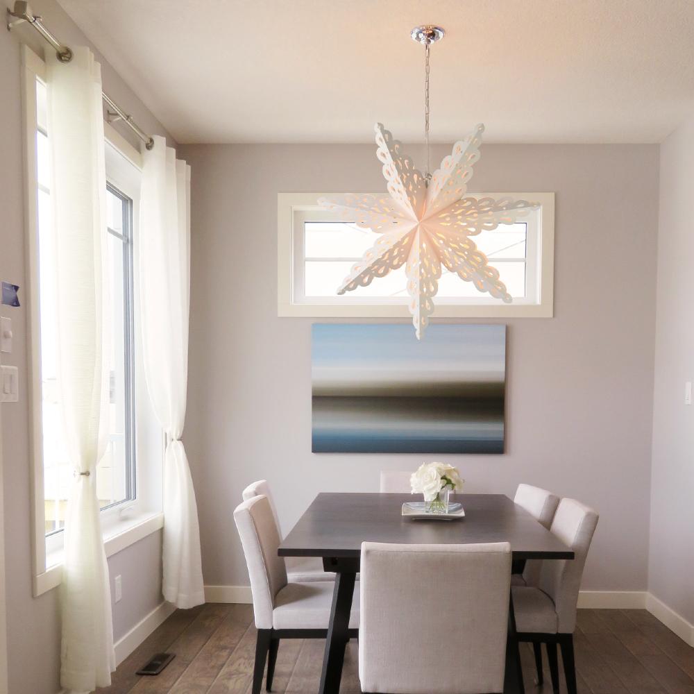 Quasimoon Pizzelle Paper Star Lantern (24-Inch, White, Holiday Spirit Snowflake Design) - Great With or Without Lights - Holiday Snowflake Decorations - AsianImportStore.com - B2B Wholesale Lighting and Decor