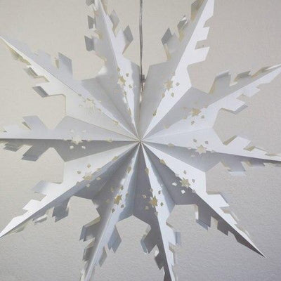 3-PACK + Cord | White Winter Peppermint 32" Pizzelle Designer Illuminated Paper Star Lanterns and Lamp Cord Hanging Decorations - AsianImportStore.com - B2B Wholesale Lighting and Decor