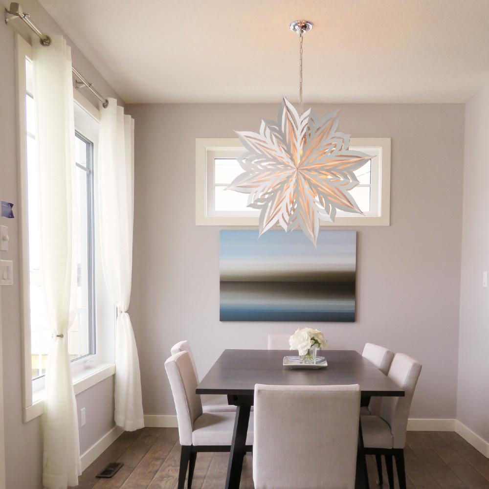 Quasimoon Pizzelle Paper Star Lantern (18-Inch, White, Raffica Snowflake Design) - Great With or Without Lights - Holiday and Snowflake Decorations - AsianImportStore.com - B2B Wholesale Lighting and Decor