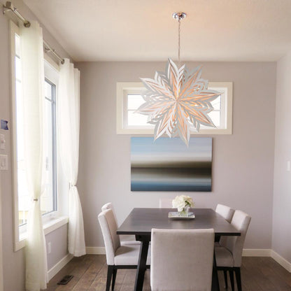 Quasimoon Pizzelle Paper Star Lantern (18-Inch, White, Raffica Snowflake Design) - Great With or Without Lights - Holiday and Snowflake Decorations - AsianImportStore.com - B2B Wholesale Lighting and Decor