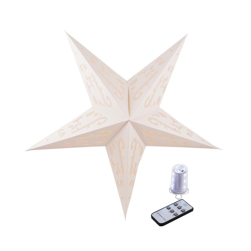 Illuminated White Kraftskiva Cordless Lighted Star Lantern,  Battery Powered Omni360 Combo Kit - AsianImportStore.com - B2B Wholesale Lighting and Decor