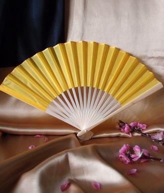 BULK PACK (50) 9" Yellow Silk Hand Fans for Weddings - AsianImportStore.com - B2B Wholesale Lighting and Decor