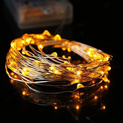 7.5 FT | 20 LED Battery Operated Amber Fairy String Lights With Silver Wire - AsianImportStore.com - B2B Wholesale Lighting and Decor