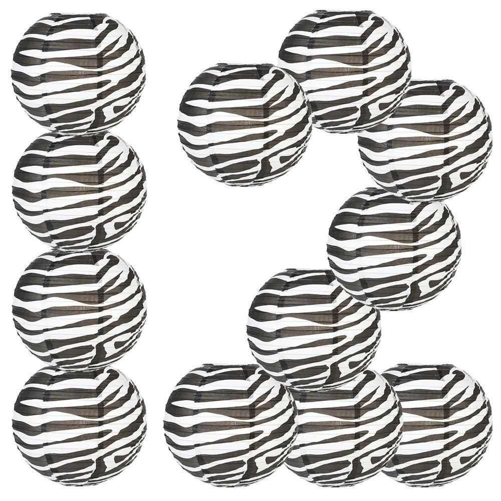 12 PACK | 14" Zebra Print Paper Lantern - AsianImportStore.com - B2B Wholesale Lighting and Decor