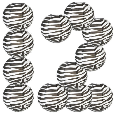 12 PACK | 14" Zebra Print Paper Lantern - AsianImportStore.com - B2B Wholesale Lighting and Decor