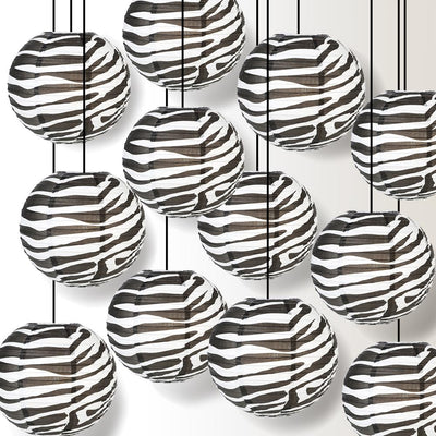 12 PACK | 14" Zebra Print Paper Lantern - AsianImportStore.com - B2B Wholesale Lighting and Decor